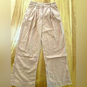 Abercrombie & Fitch Women's Small Short Clay Linen Blend Wide-Leg Pleated Pants